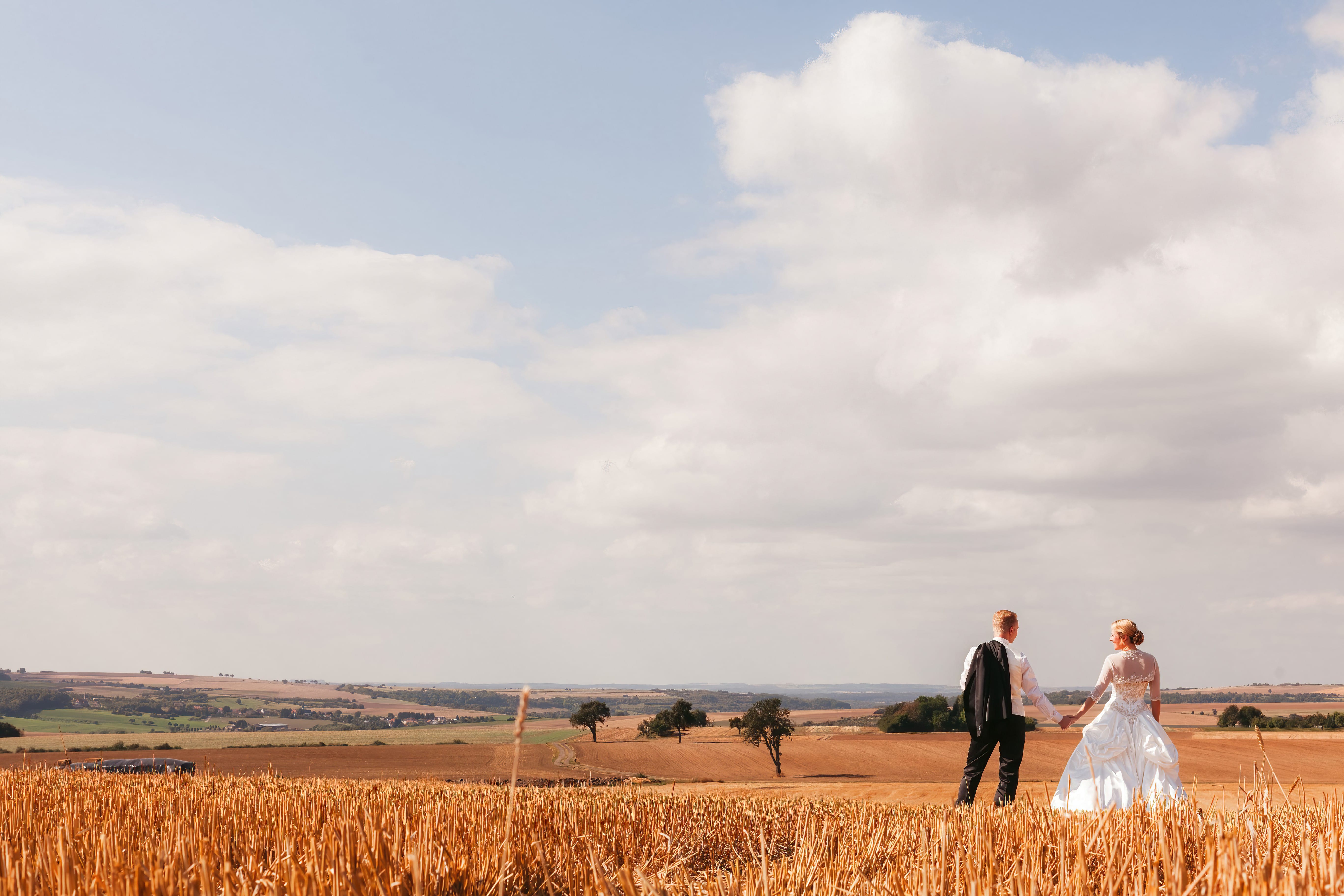 Hochzeitsfotograf Sinsheim - Brautpaar in romantischer Kraichgau-Landschaft